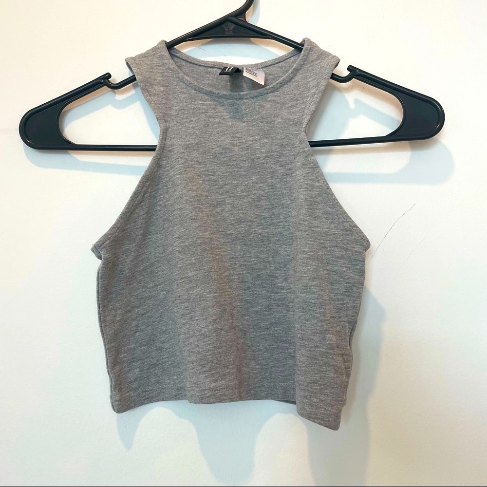 Gray Halter Sleeveless Basic Crop Top in XS